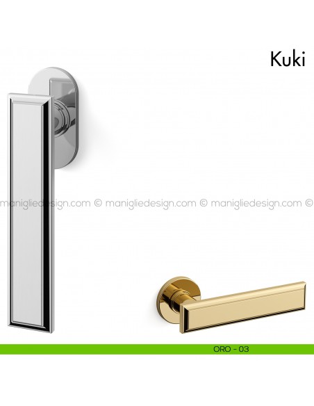 Maniglia per finestra martellina DK Kuki Mandelli oro