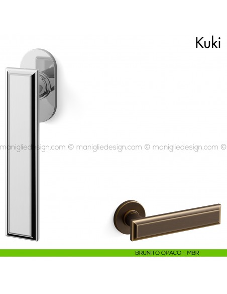 Maniglia per finestra martellina DK Kuki Mandelli brunito opaco