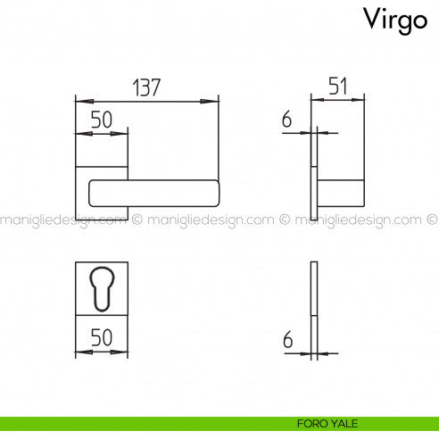 Maniglia per porta Virgo Mandelli foro yale