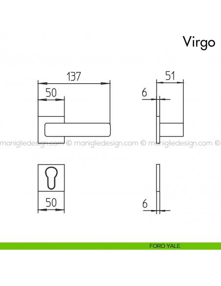 Maniglia per porta Virgo Mandelli foro yale