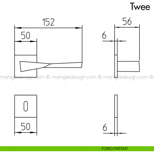 Maniglia per porta Twee Mandelli foro patent