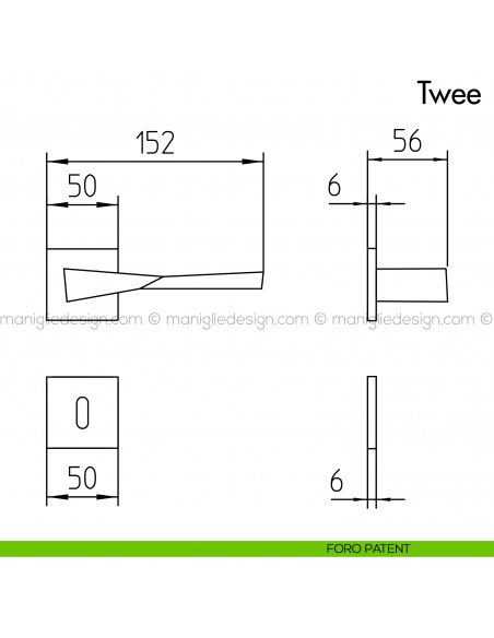 Maniglia per porta Twee Mandelli foro patent