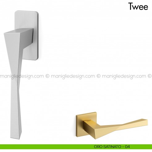 Maniglia per finestra martellina DK Twee Mandelli oro satinato