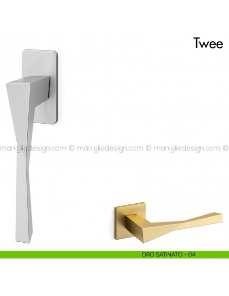 Maniglia per finestra martellina DK Twee Mandelli oro satinato