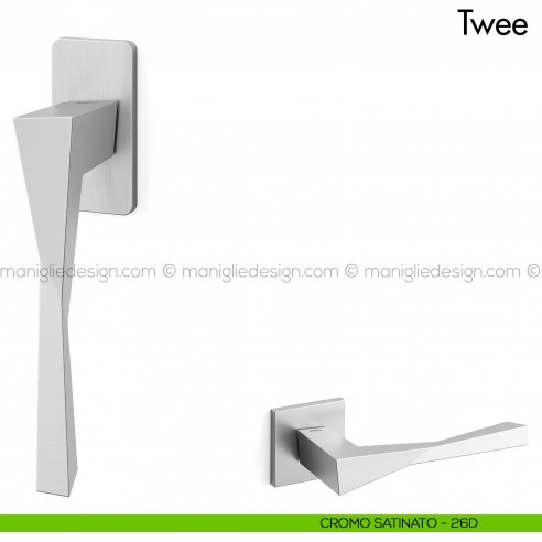 Maniglia per finestra martellina DK Twee Mandelli cromo satinato