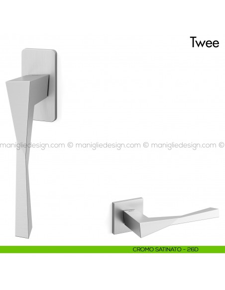 Maniglia per finestra martellina DK Twee Mandelli cromo satinato