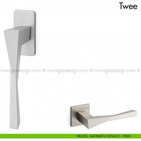 Maniglia per finestra martellina DK Twee Mandelli nickel satinato opaco