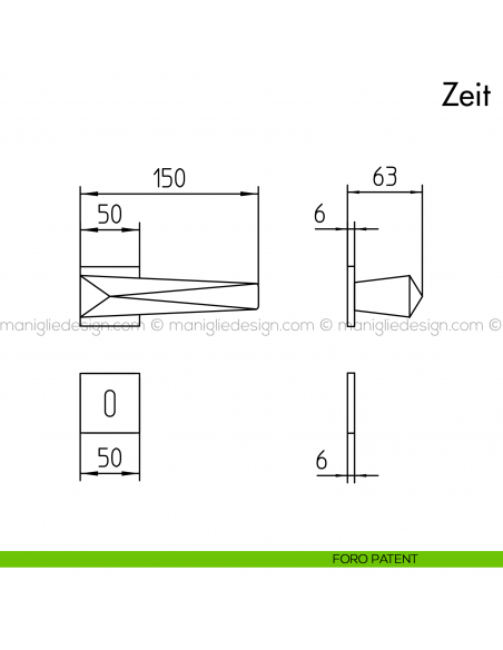 Maniglia per porta Zeit Mandelli foro patent