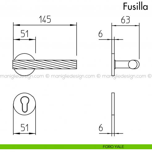 Maniglia per porta Fusilla Mandelli foro yale
