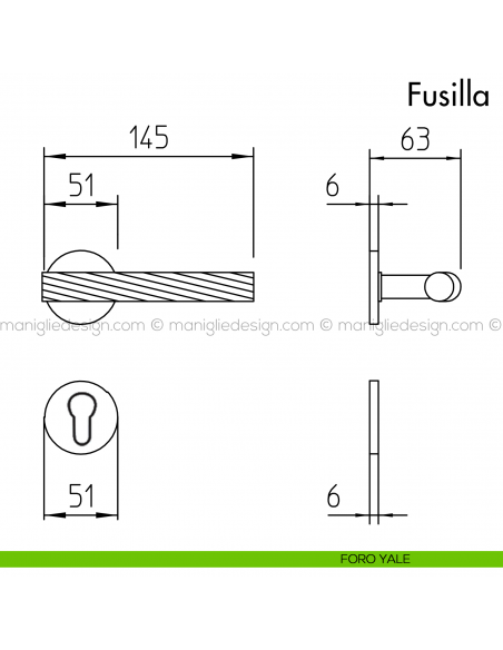 Maniglia per porta Fusilla Mandelli foro yale