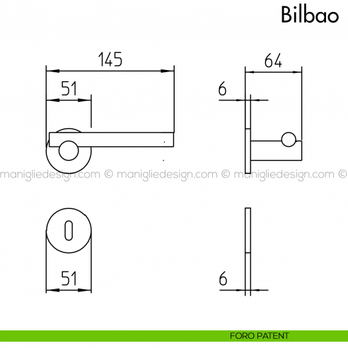 Maniglia per porta Bilbao Mandelli foro patent