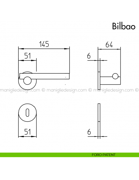 Maniglia per porta Bilbao Mandelli foro patent