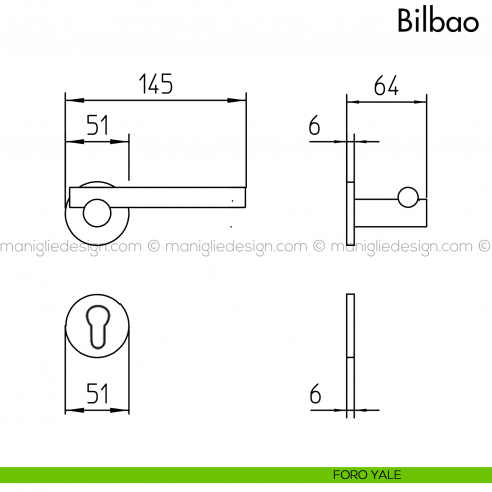 Maniglia per porta Bilbao Mandelli foro yale