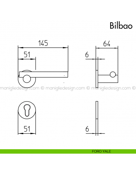 Maniglia per porta Bilbao Mandelli foro yale