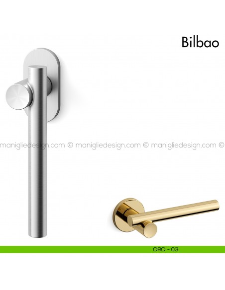 Maniglia per finestra martellina DK Bilbao Mandelli oro