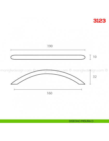 Maniglia per mobile 3123 Mital disegno misura D