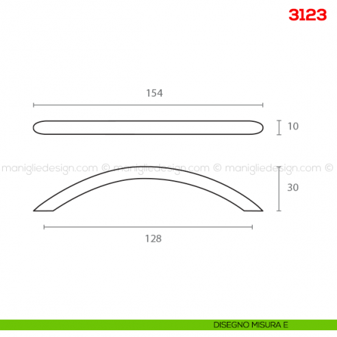 Maniglia per mobile 3123 Mital disegno misura E