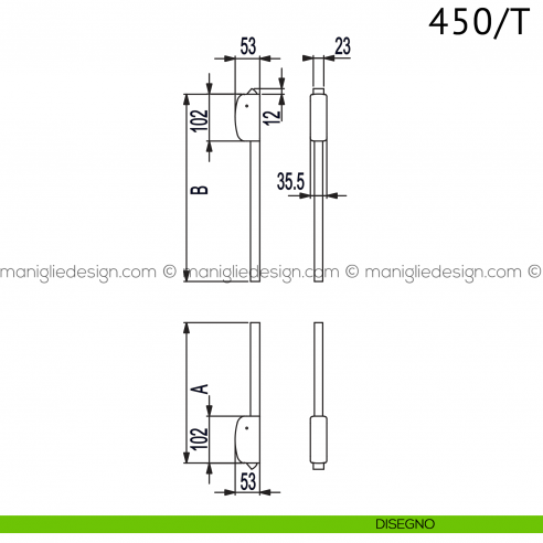 Kit aste e scrocchi alto basso 450/T disegno