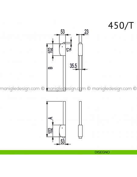 Kit aste e scrocchi alto basso 450/T Antipanic chiusura verticale disegno