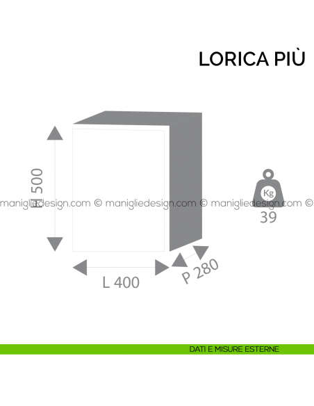 Cassaforte da muro con combinazione meccanica Bordogna Lorica Più 8L/T dimensioni esterne