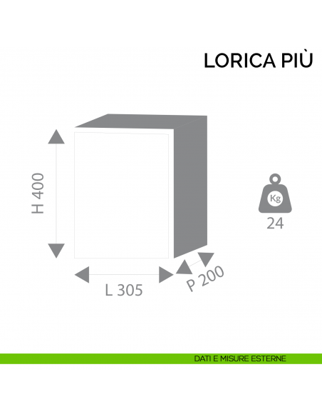 Cassaforte Bordogna Lorica Più con combinazione elettronica 4/E dimensioni esterne