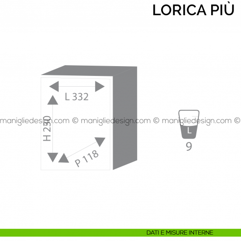 Cassaforte con combinazione elettronica Bordogna Lorica Più 6/E dimensioni interne