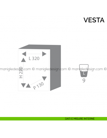 Cassaforte Bordogna Vesta con combinazione elettronica 020/E dimensioni interne