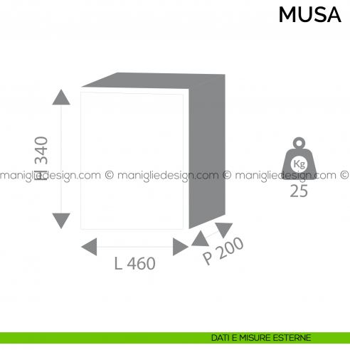 Cassaforte a muro con combinazione elettronica Bordogna Musa 340/E dimensioni esterne
