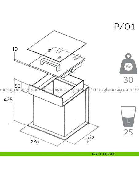 Cassaforte a pavimento Bordogna P/01 dimensioni