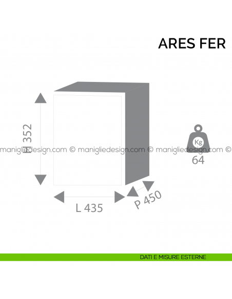 Cassaforte a mobile con feritoia Bordogna Ares 650/C FER con chiave dimensioni esterne