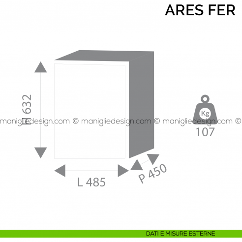 Cassaforte da appoggio con feritoia Bordogna Ares Fer 690/C con chiave dimensioni esterne