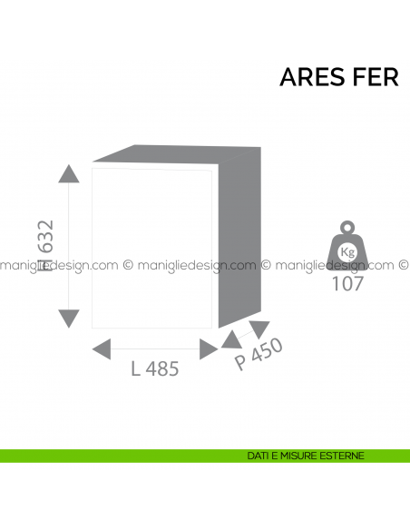 Cassaforte da appoggio con feritoia Bordogna Ares Fer 690/C con chiave dimensioni esterne