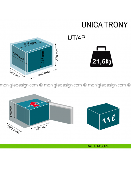 Cassaforte Technomax Unica Trony con combinazione elettronica UT/4P dimensioni