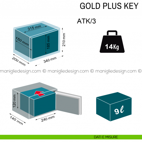 Cassaforte Technomax Gold Plus Key con chiave ATK/3 disegno