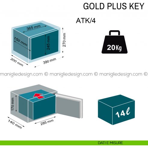 Cassaforte con chiave Technomax Gold Plus Key ATK/4 disegno