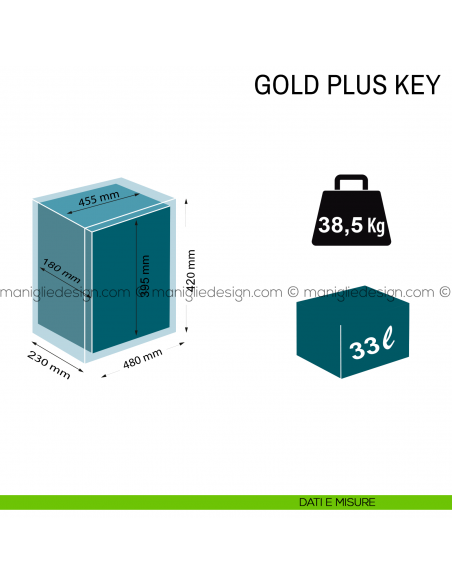 Cassaforte da incasso Technomax Gold Plus Key con chiave ATK/6 dimensioni