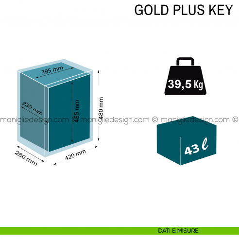 Cassaforte con chiave da incasso Technomax Gold Plus Key ATK/7 dimensioni