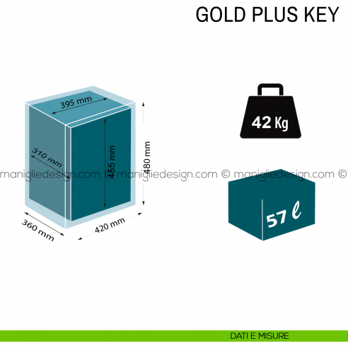 Cassaforte con chiave Technomax Gold Plus Key da incasso ATK/7L dimensioni