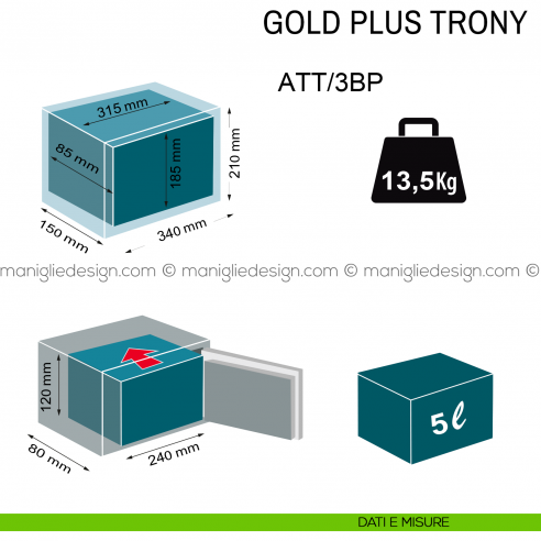 Cassaforte Technomax Gold Plus Trony con combinazione elettronica ATT/3BP dimensioni