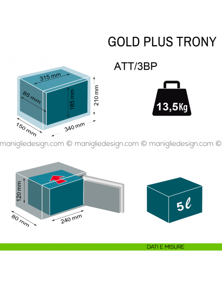 Cassaforte Technomax Gold Plus Trony con combinazione elettronica ATT/3BP dimensioni