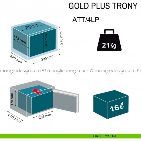 Cassaforte da muro elettronica Technomax Gold Plus Trony ATT/4LP dimensioni
