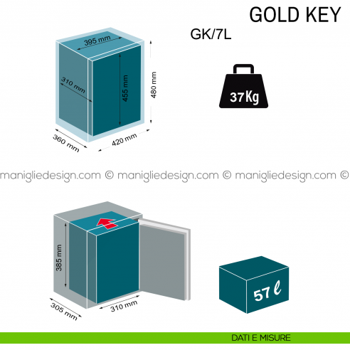 Cassaforte ad incasso con chiave Technomax Gold Key GK/7L dimensioni