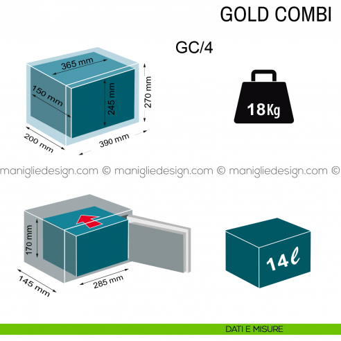 Cassaforte Technomax Gold Combi con combinazione meccanica GC/4 dimensioni