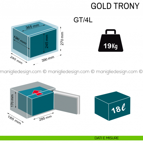 Cassaforte da incasso con combinazione elettronica Technomax Gold Trony GT/4L dimensioni