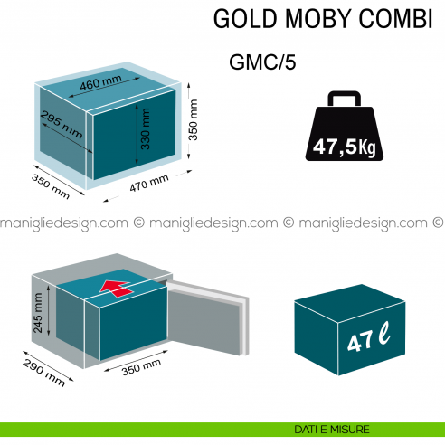 Cassaforte a mobile Technomax Gold Moby Combi con combinazione meccanica GMC/5 dimensioni