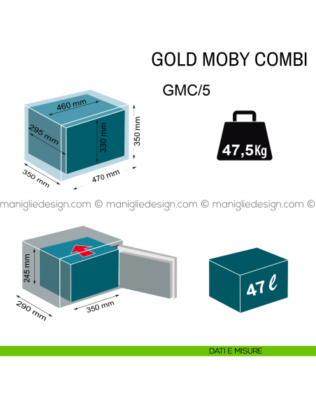 Cassaforte a mobile Technomax Gold Moby Combi con combinazione meccanica GMC/5 dimensioni