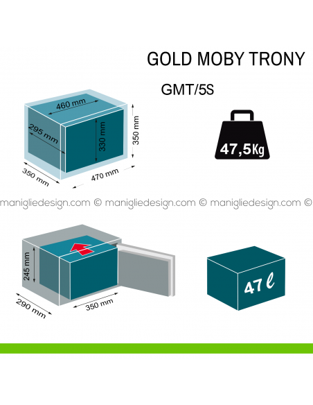 Cassaforte da appoggio Technomax Gold Moby Trony con combinazione elettronica GMT/5 S2 dimensioni