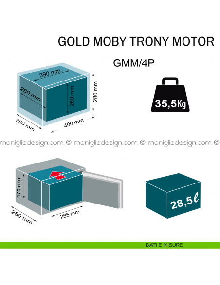 Cassaforte Technomax Gold Moby Trony Motor elettronica motorizzata GMM/4P da appoggio dimensioni