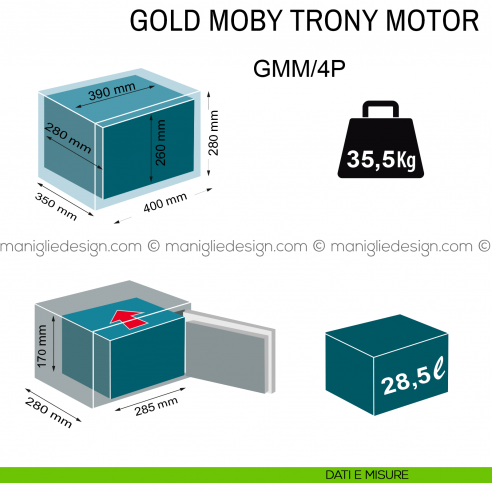 Cassaforte da appoggio elettronica motorizzata Technomax Gold Moby Trony Motor GMM/5P dimensioni