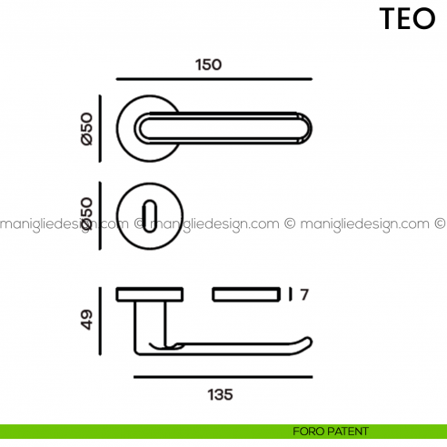 Maniglia per porta Teo Comit foro patent